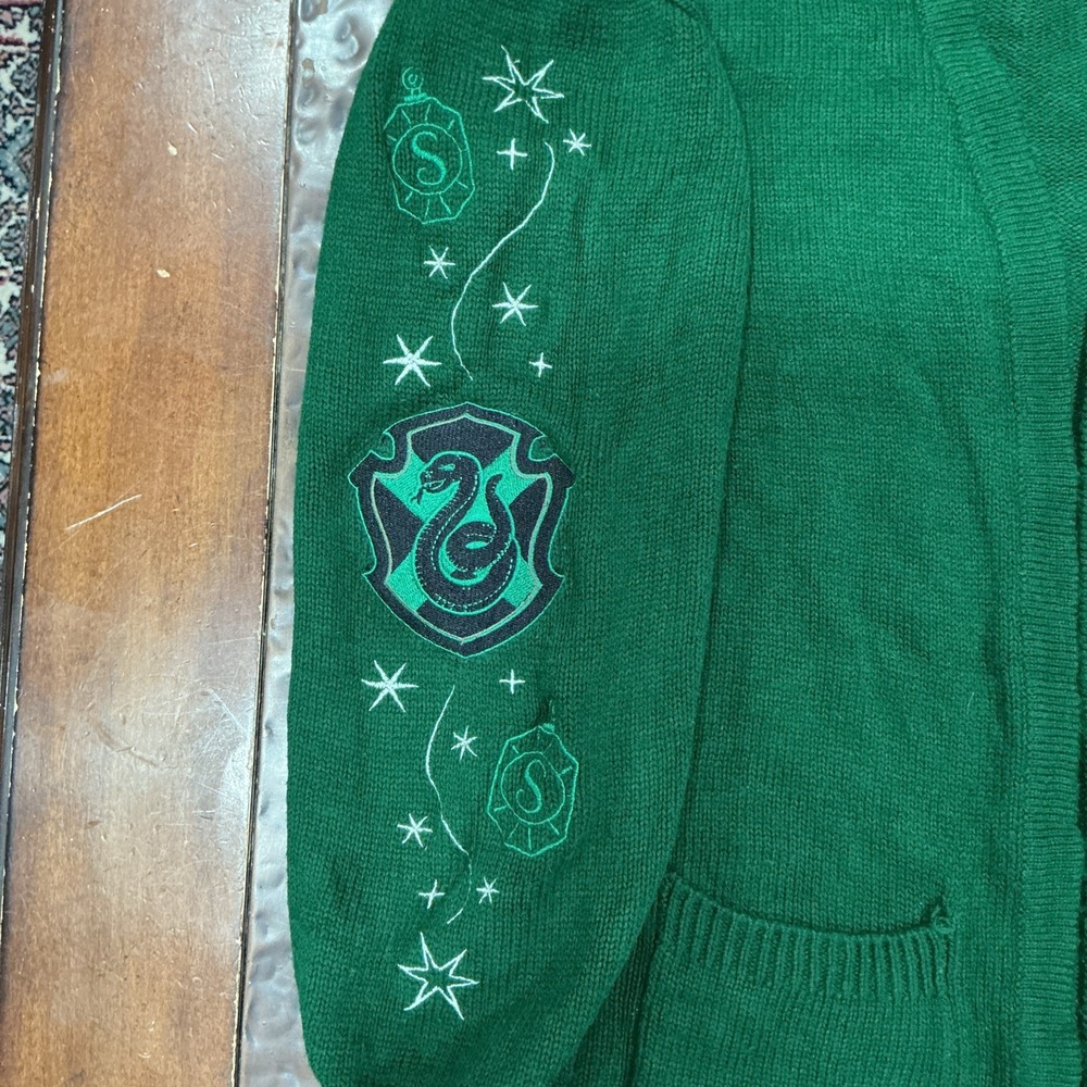 Harry Potter Slytherin Women Open Cardigan, Green, Size Small - Picture 2 of 9